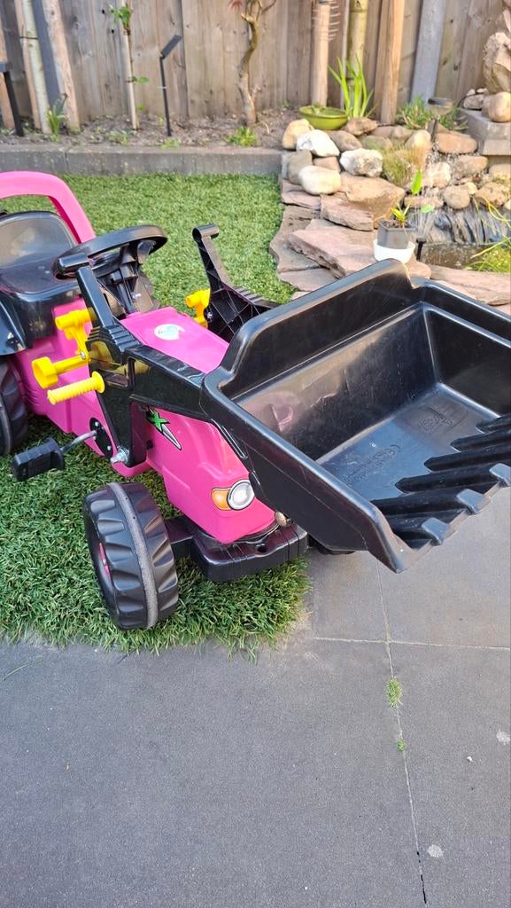 Roze traptractor met aanhanger en laadschop, Kinderen en Baby's, Speelgoed | Buiten | Voertuigen en Loopfietsen, Ophalen, Gebruikt