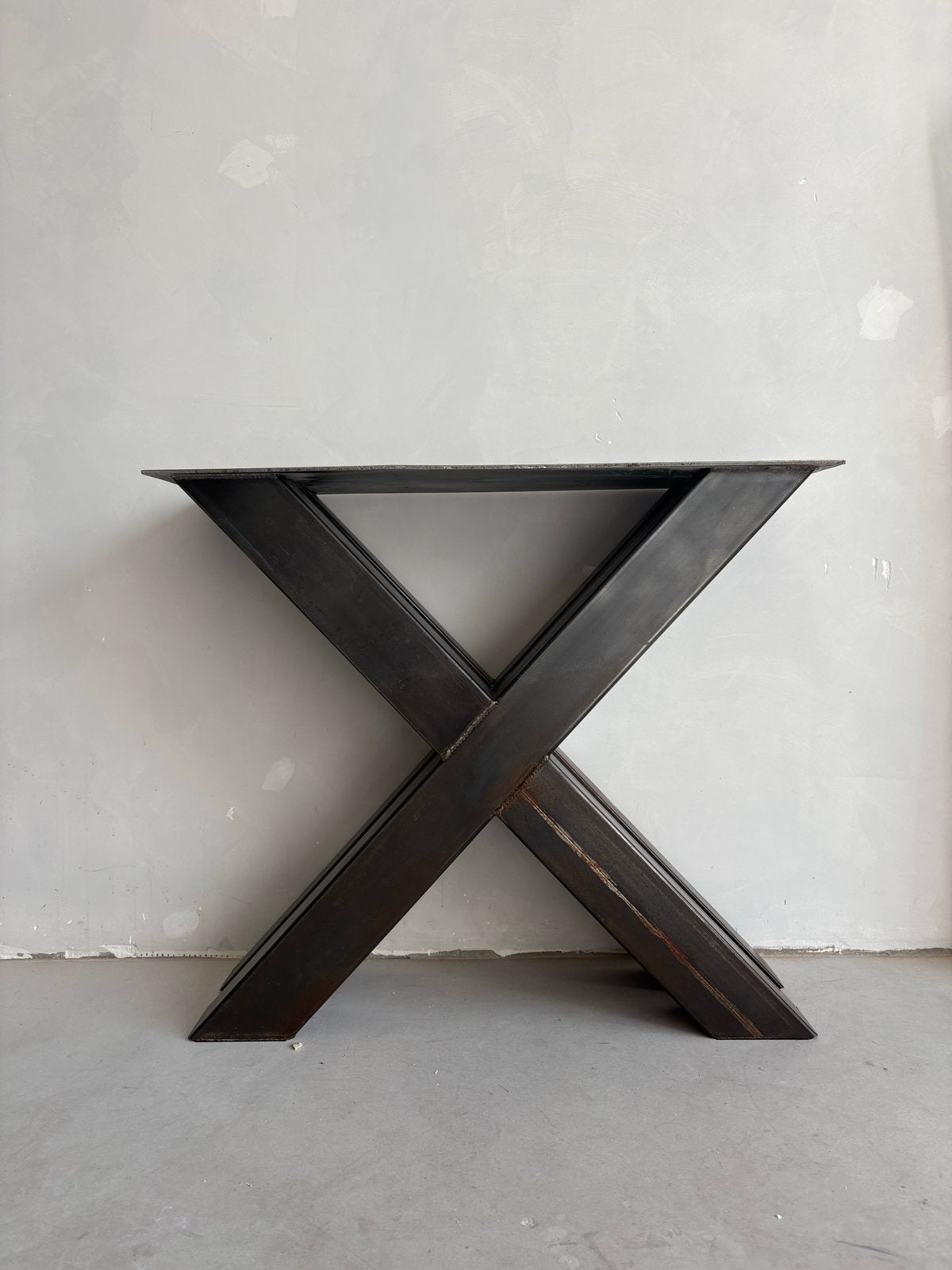 2 metalen X-poten voor zelfbouw tafel - H72 B85 Koker 10, Ophalen, Tafelpoot, Gebruikt, 50 tot 100 cm