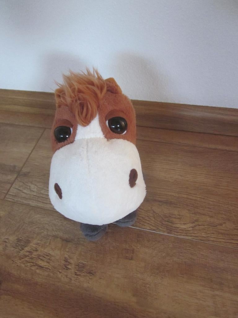 Big Headz TCC Global zacht pluche bruin-wit paard knuffel, Paard, Overige merken, Overige karakters, Nieuw