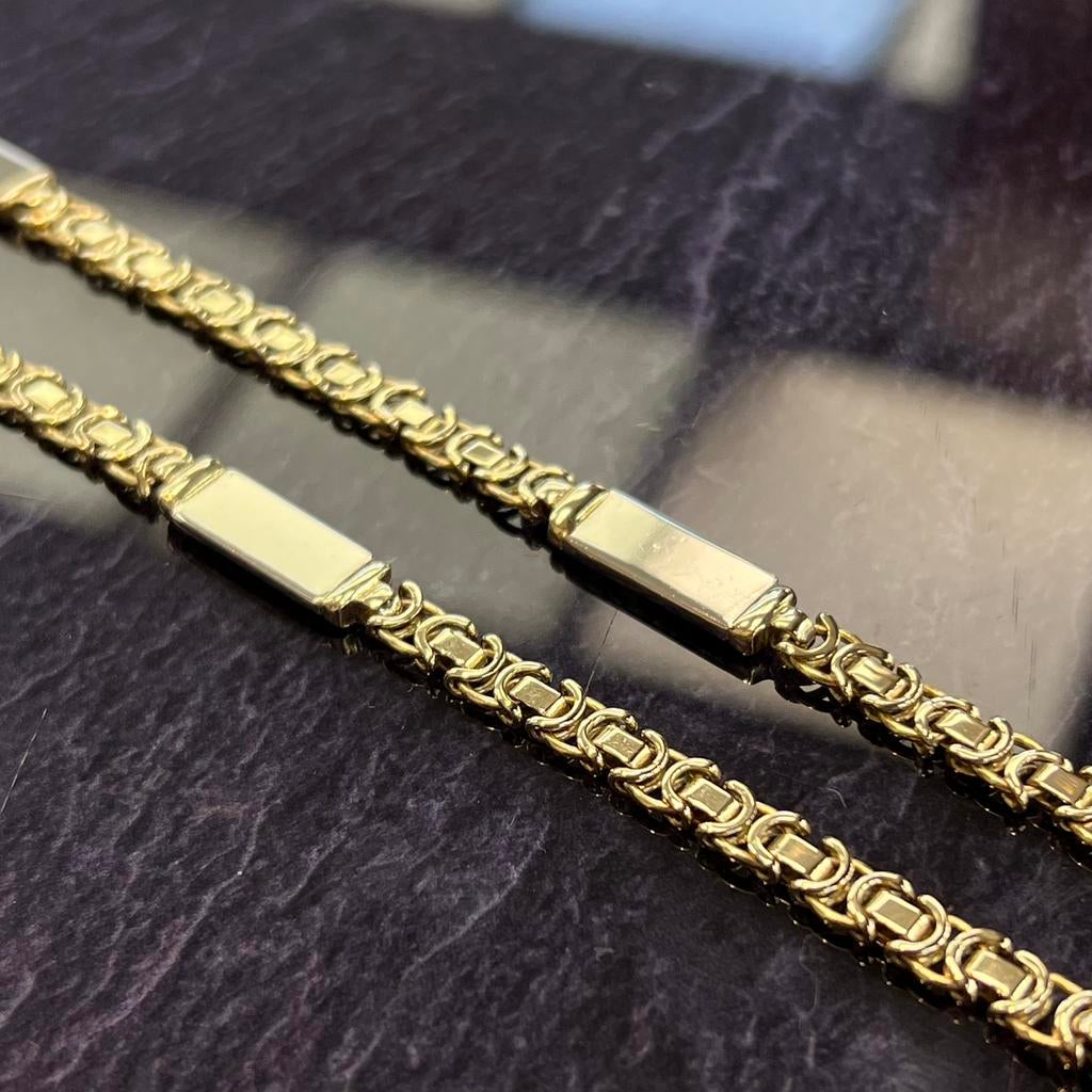 14k gouden ketting massief platte koningsketting, Ophalen of Verzenden, Nieuw, Goud