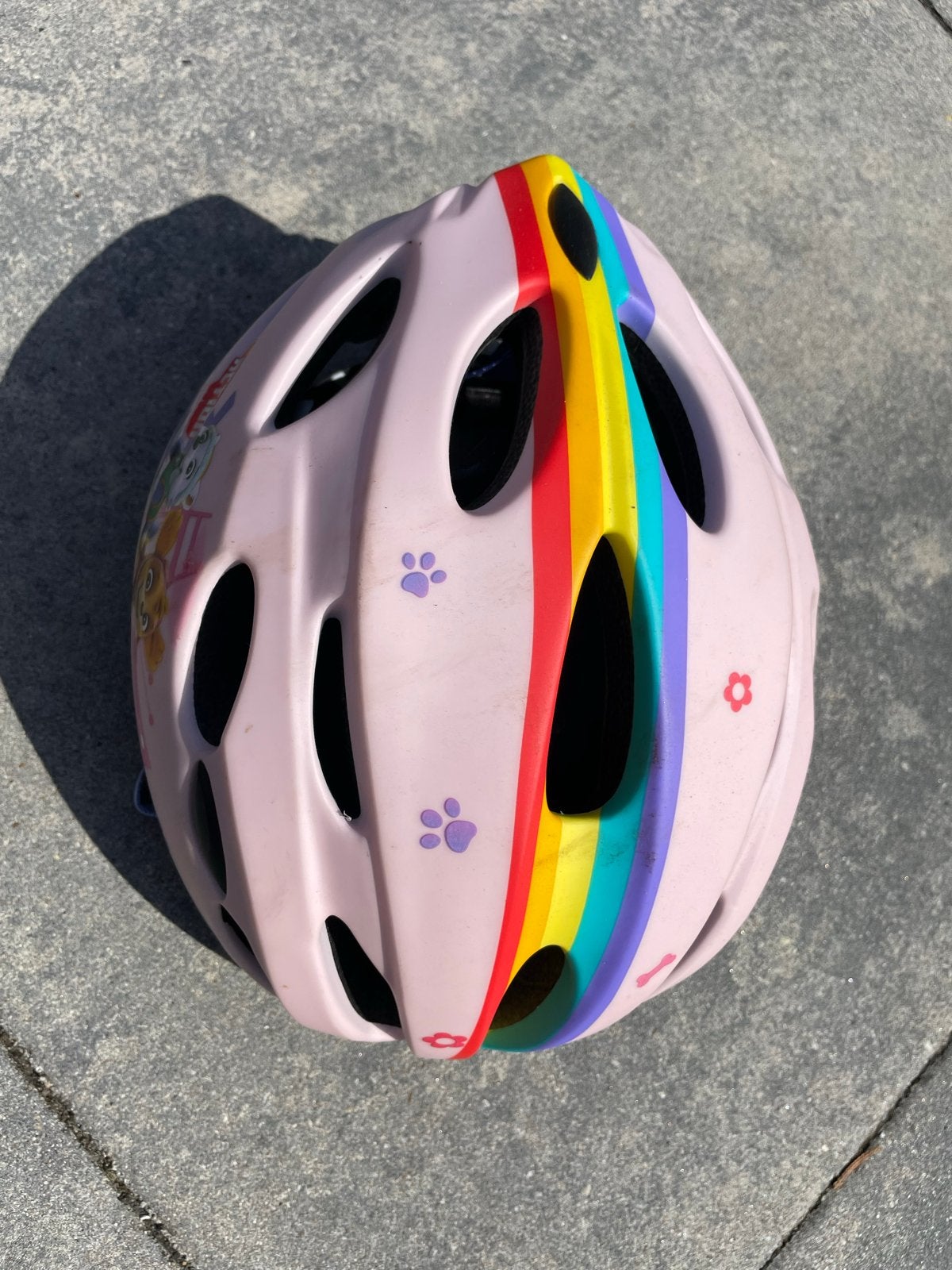 Paw Patrol Kinderfietshelm - Roze met Regenboog, Fietsen en Brommers, Ophalen of Verzenden, Gebruikt, Overige maten, Meisje