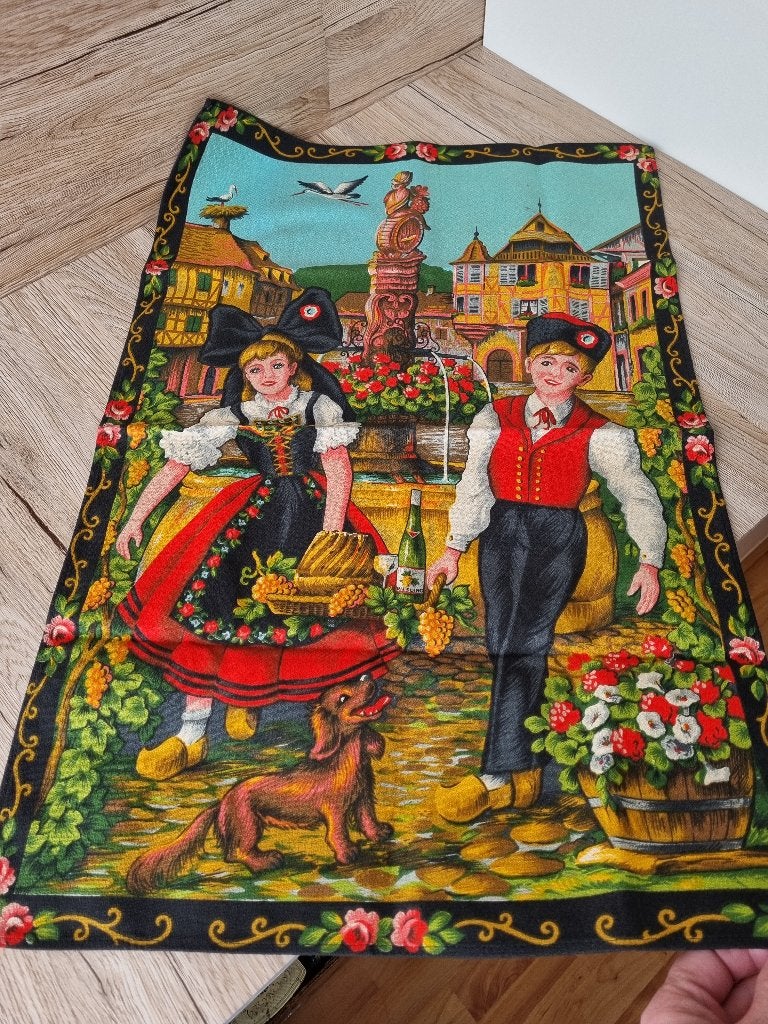 Prachtig Vintage Linnen Wand kleedje Meisje Jongen - Elzas, Verzenden
