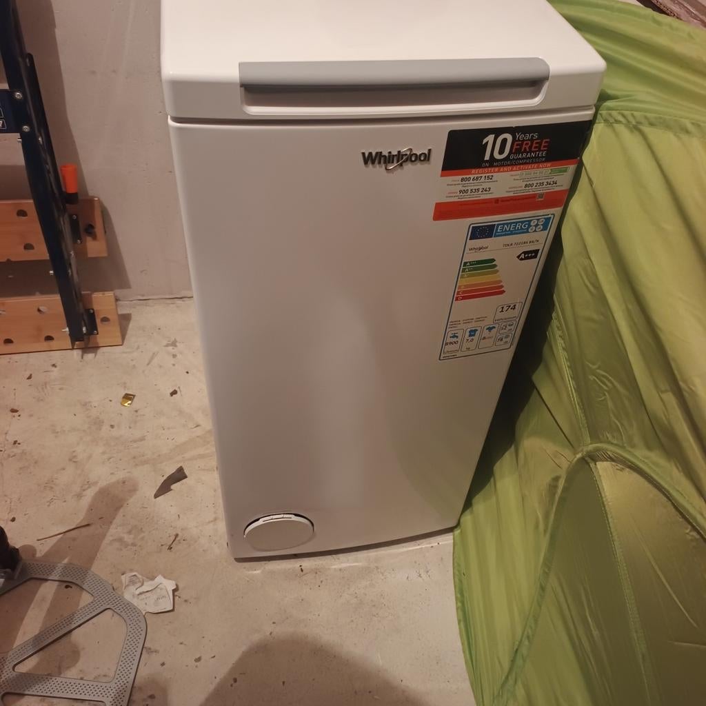 Whirlpool bovenlader TDLR 7221BS ZIE OMSCHRIJVING, Ophalen, 1200 tot 1600 toeren, 85 tot 90 cm