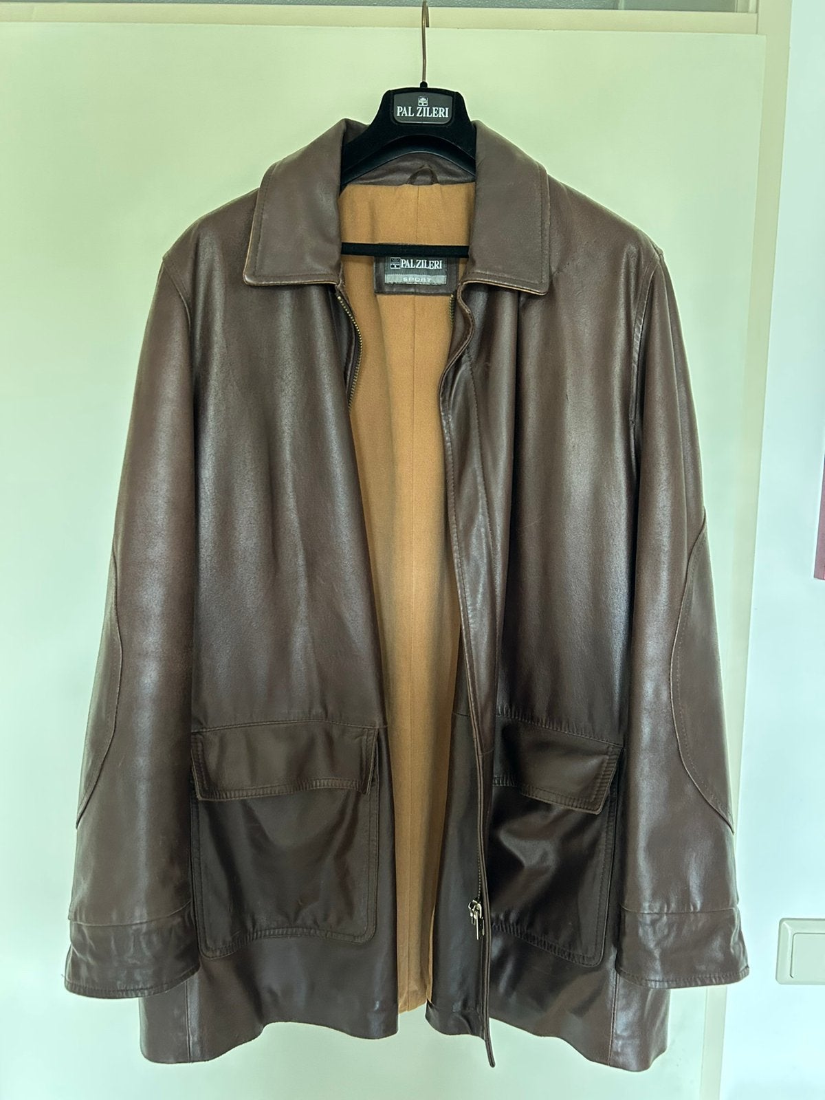 Pal Zileri, bruin (soepel) leren jas, maat 54, Kleding | Heren, Ophalen of Verzenden, Zo goed als nieuw, Maat 52/54 (L), Bruin