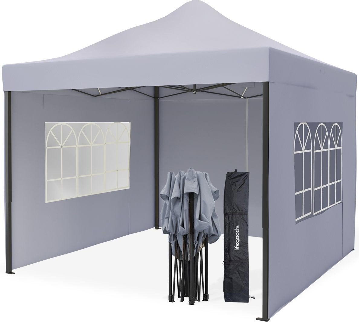 Partytent Paviljoen 3x3m met Zijwanden Donkergrijs, Ophalen, Nieuw, Minder dan 5 meter