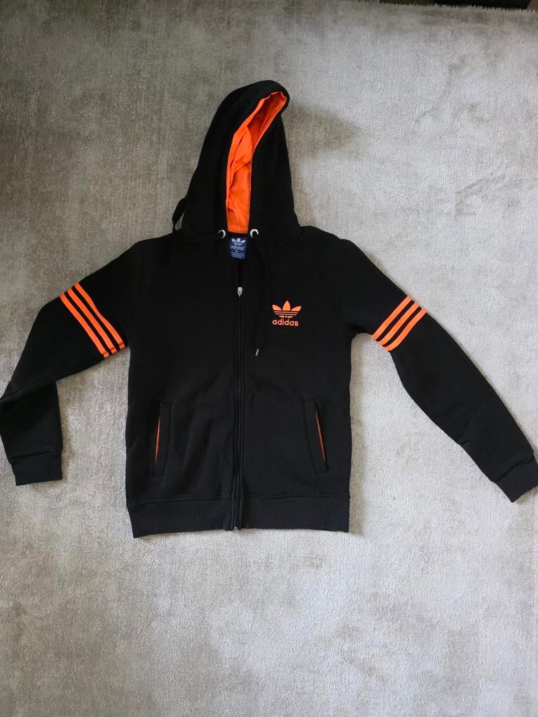 Vintage Unisex Adidas Originals Trainingspak Zwart/Oranje, Zwart, Overige maten, Ophalen of Verzenden, Adidas