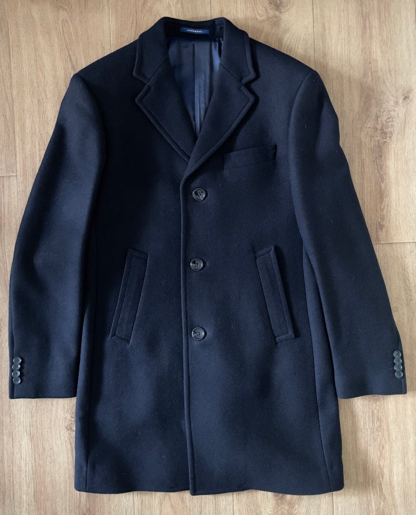 Originele van Gils Overjas - Donkerblauw - Maat 46, Blauw, Zo goed als nieuw, Maat 46 (S) of kleiner, Van Gils