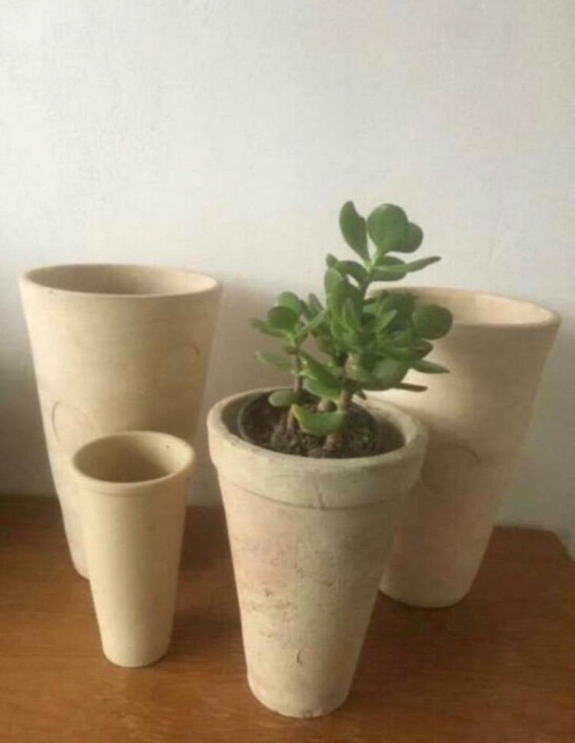 Oud Hollandse terracotta beige unieke kwaliteit bloempotten, Ophalen, Gebruikt, Rond, Binnen