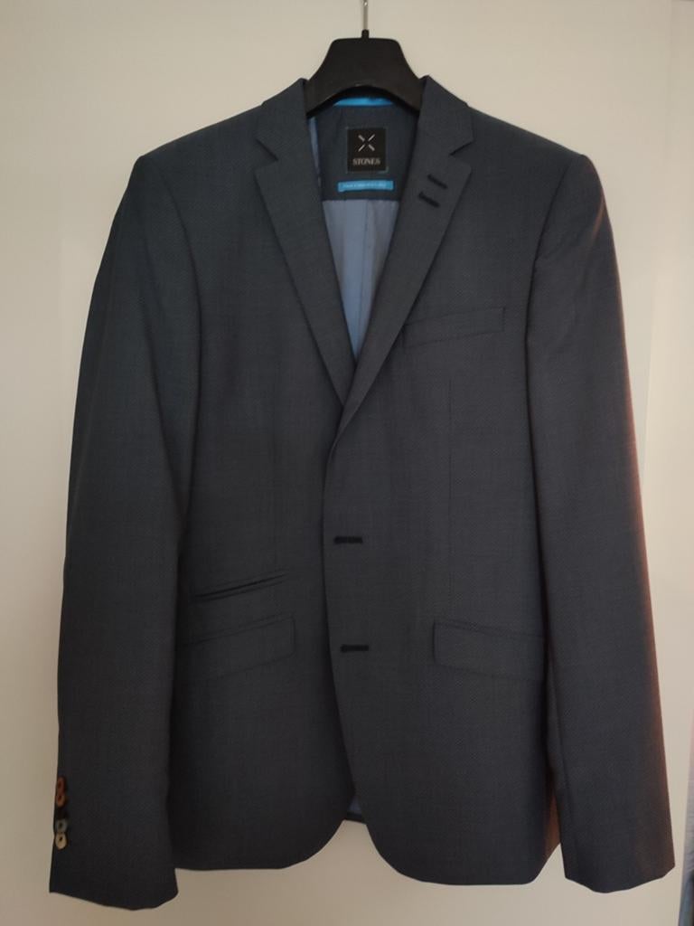 Stones colbert kostuum Wol  met pantalon 98 40L, Ophalen of Verzenden, Zo goed als nieuw, Overige maten, Grijs