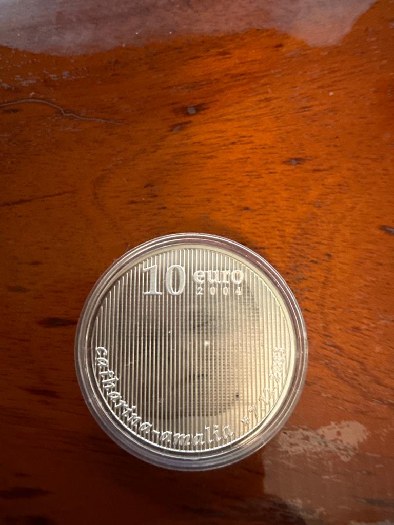 Zilveren 10 Euro Proofmunt 2004 - Prinses Amalia, Verzenden, Koningin Beatrix, Zilver, Euro's