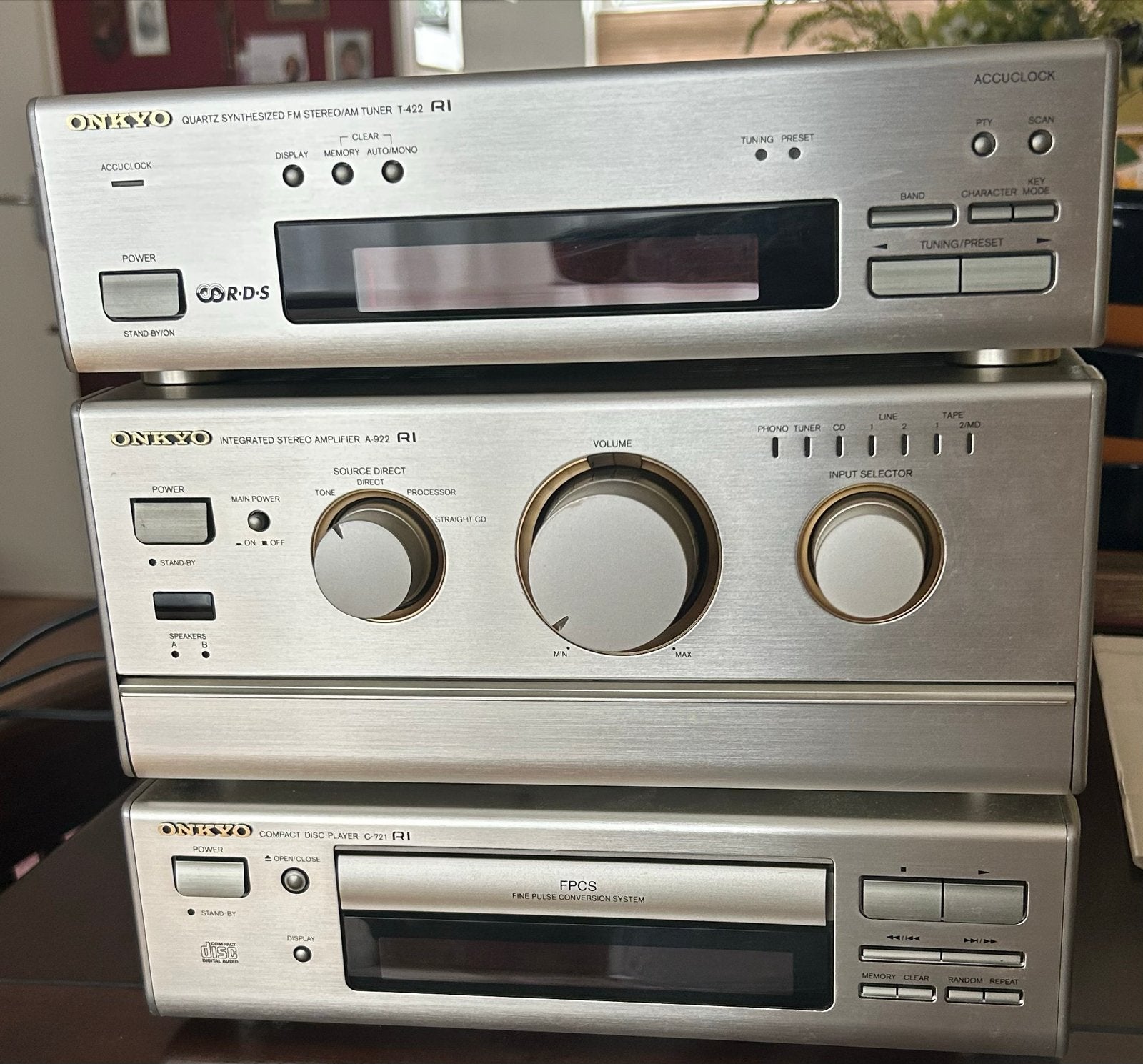 Onkyo Stereo Set (Tuner, Versterker, CD-speler) met afstands, Gebruikt, Losse componenten, Cd-speler, Ophalen