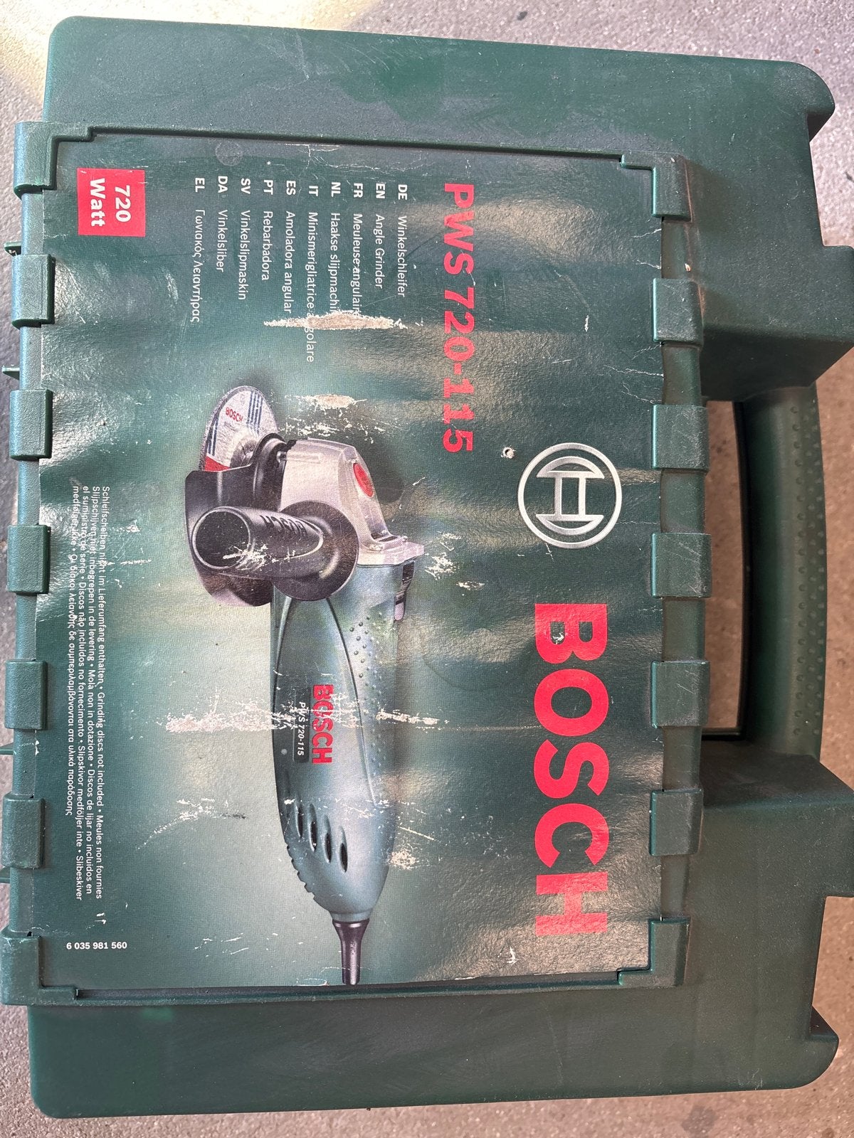 Bosch PWS 720-115 Haakse Slijpmachine 720W met Koffer, Doe-het-zelf en Verbouw, Ophalen, Gebruikt, 700 tot 1000 watt, Haakse handslijpmachine