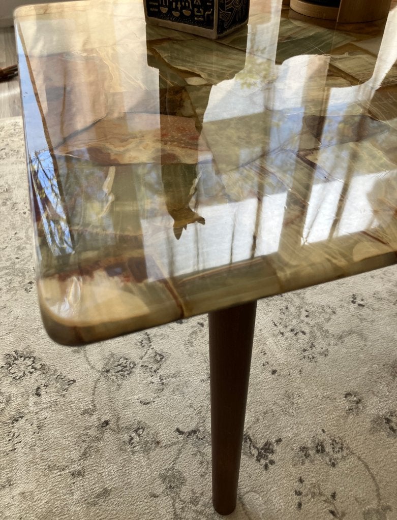 Vintage Onyx Marmeren Salontafel – Jaren 60 Design, Overige materialen, 100 tot 150 cm, Onbekend, Zo goed als nieuw