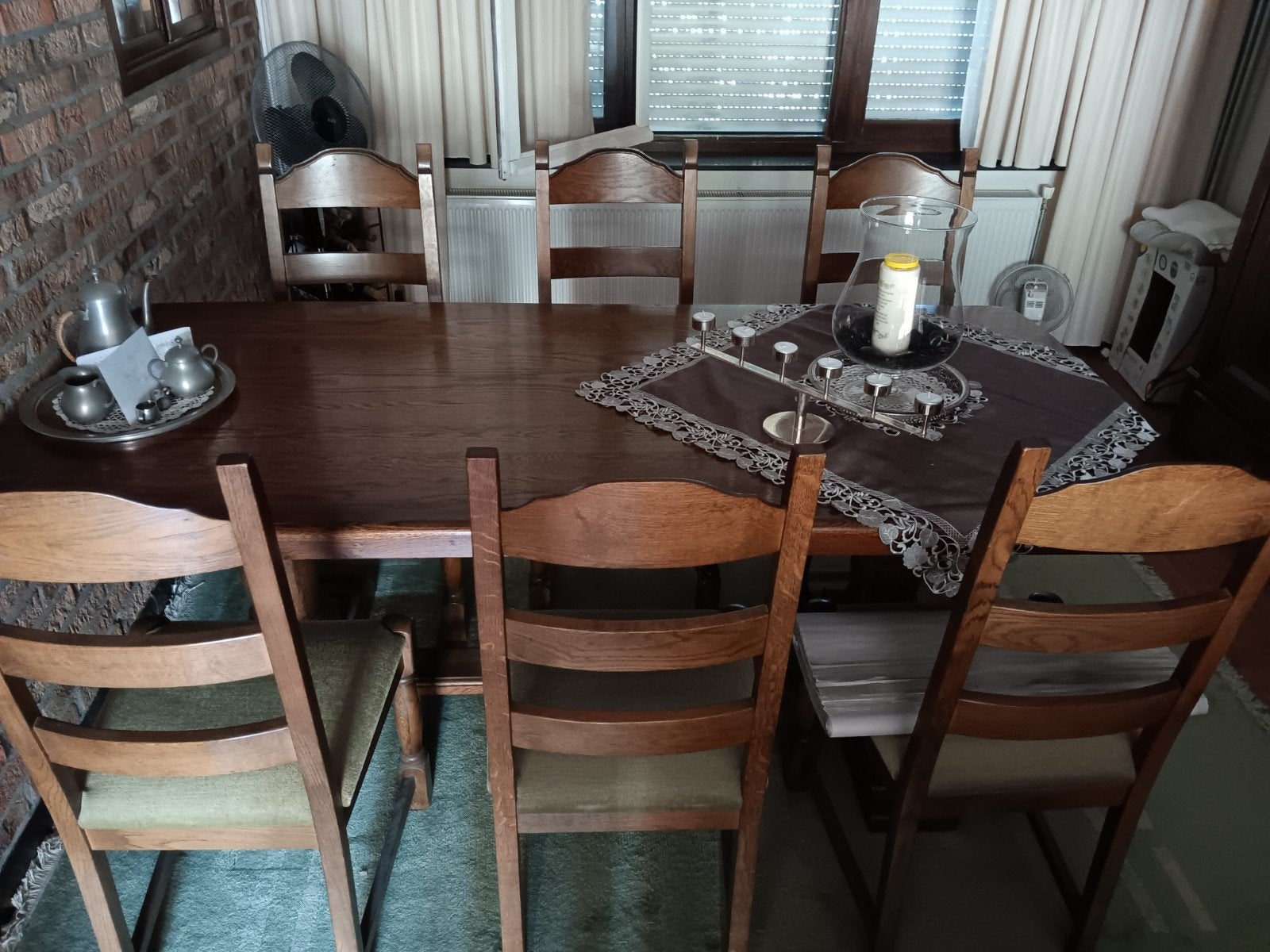 Eetkamer stafel met 6 stoelen, Ophalen, Gebruikt, 4 tot 6 stoelen
