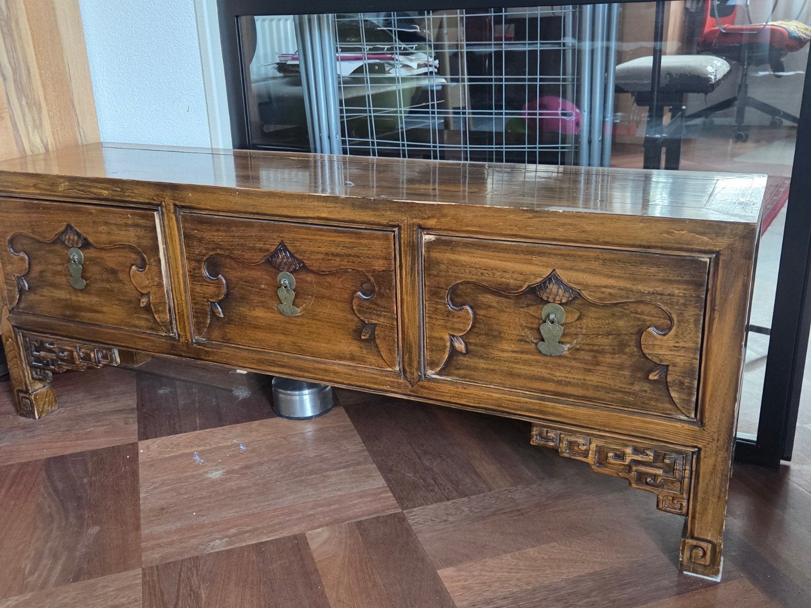 Antieke Chinese lage kast/dressoir - 120x30x46cm, Ophalen