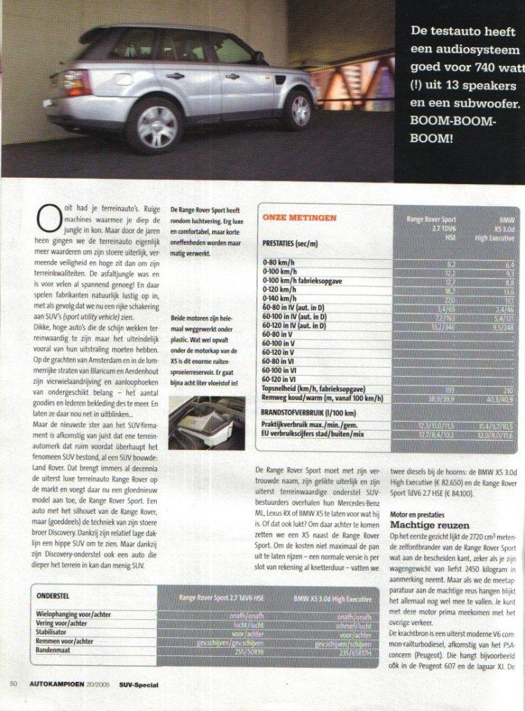 Autokampioen dubbeltest BMW X5 en Range Rover 2005, Ophalen of Verzenden, Gelezen, Overige merken