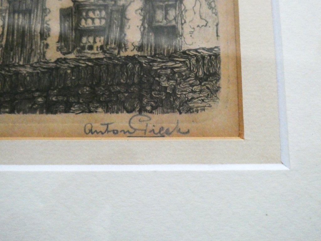 Originele ets Anton Pieck 1918 Achter de Kamp Amersfoort, Antiek en Kunst, Kunst | Etsen en Gravures, Ets, Stadsgezicht, Ophalen of Verzenden