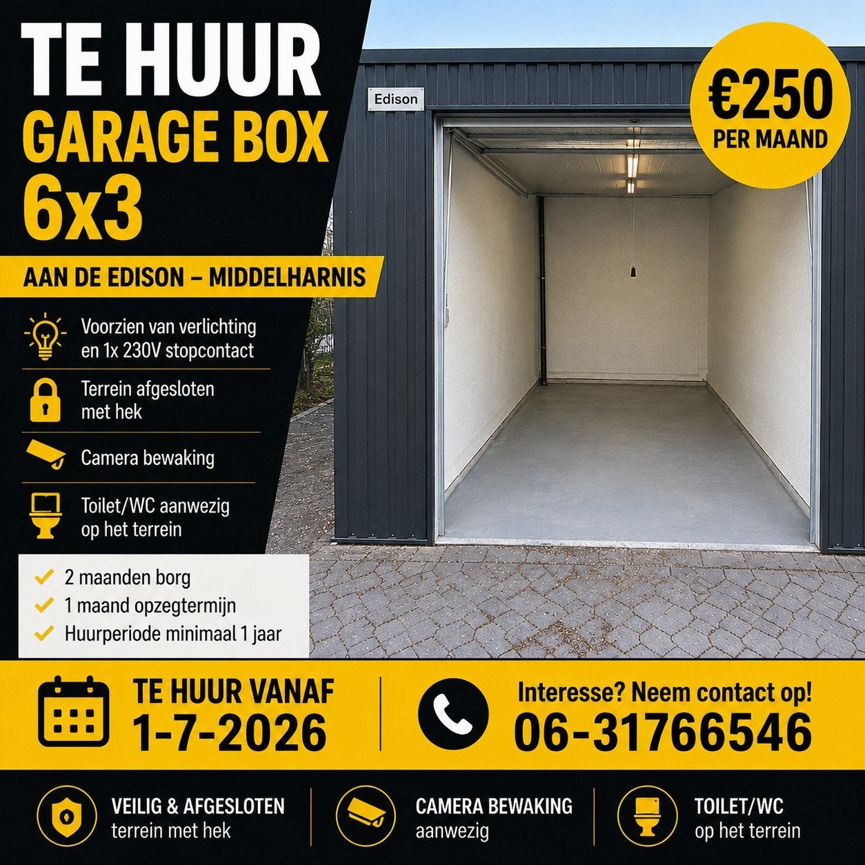 Te huur opslag garagebox te Middelharnis, Ophalen