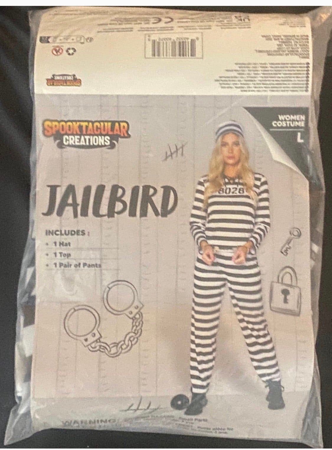 Spooktacular Creations Jailbird kostuum / Boevenpak maat L, Carnaval, Maat 42/44 (L), Nieuw, Ophalen of Verzenden