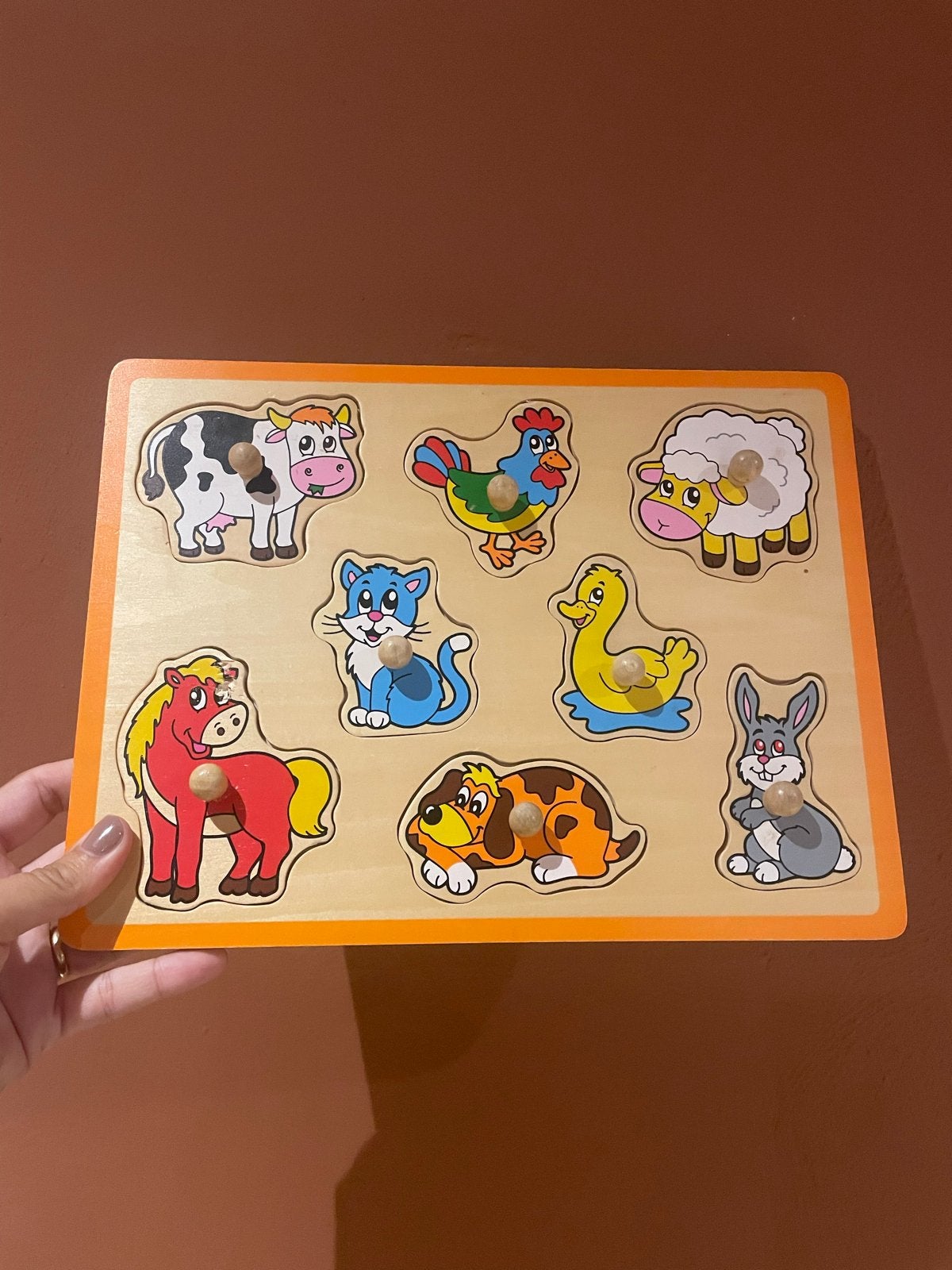 Houten Dieren Puzzel voor Kinderen - Boerderijdieren, Ophalen, Zo goed als nieuw, Overige typen
