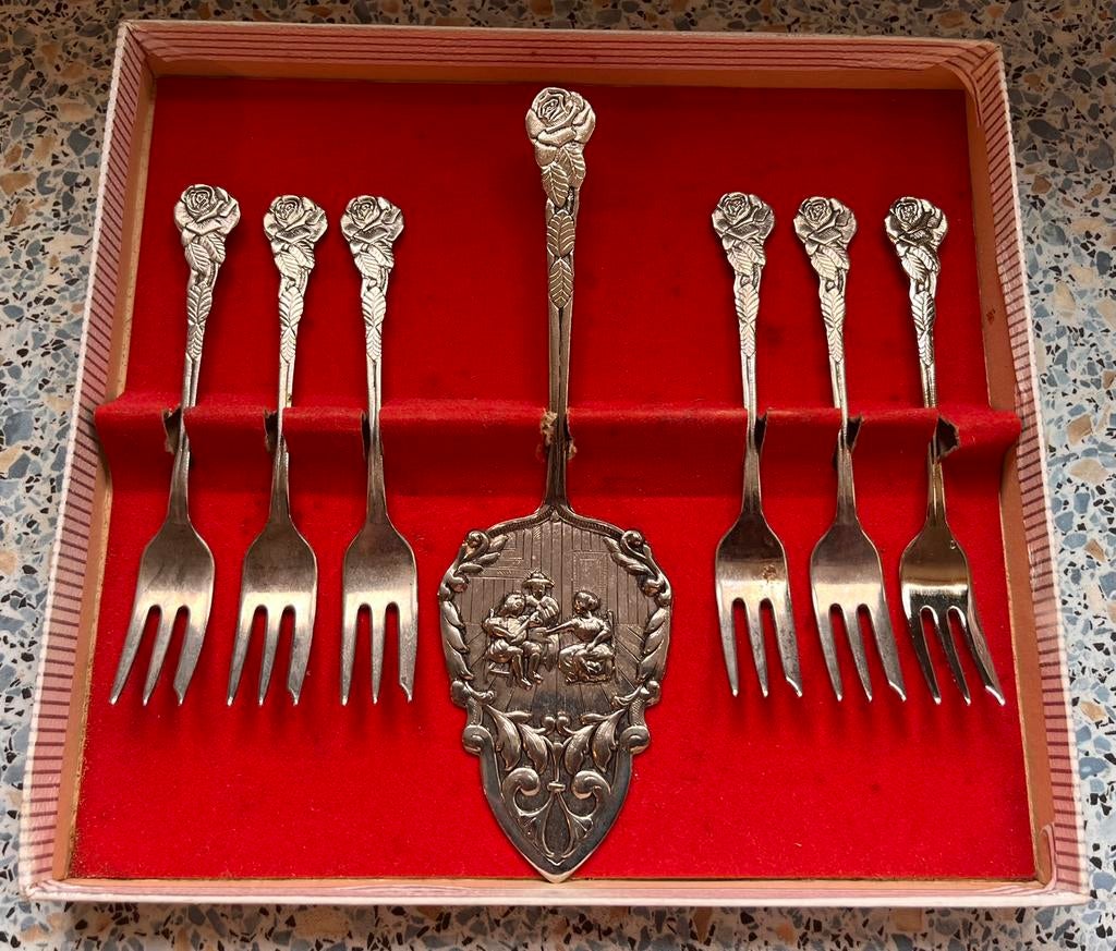 Vintage gebaksvorkjes, Antiek en Kunst, Antiek | Bestek, Ophalen of Verzenden