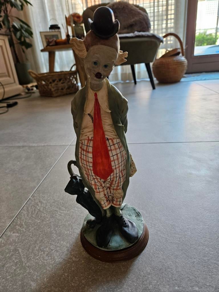 Vintage Clown Beeldje - G. Ruggeri - Jester Figurine, Antiek en Kunst, Overige onderwerpen, Ophalen of Verzenden, 20 - 50 cm, Beeld