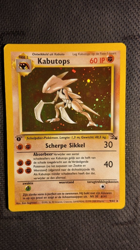 Kabutops 9 Fossil 1st Ed | Pokemon kaart, Ophalen, Zo goed als nieuw, Losse kaart, Foil