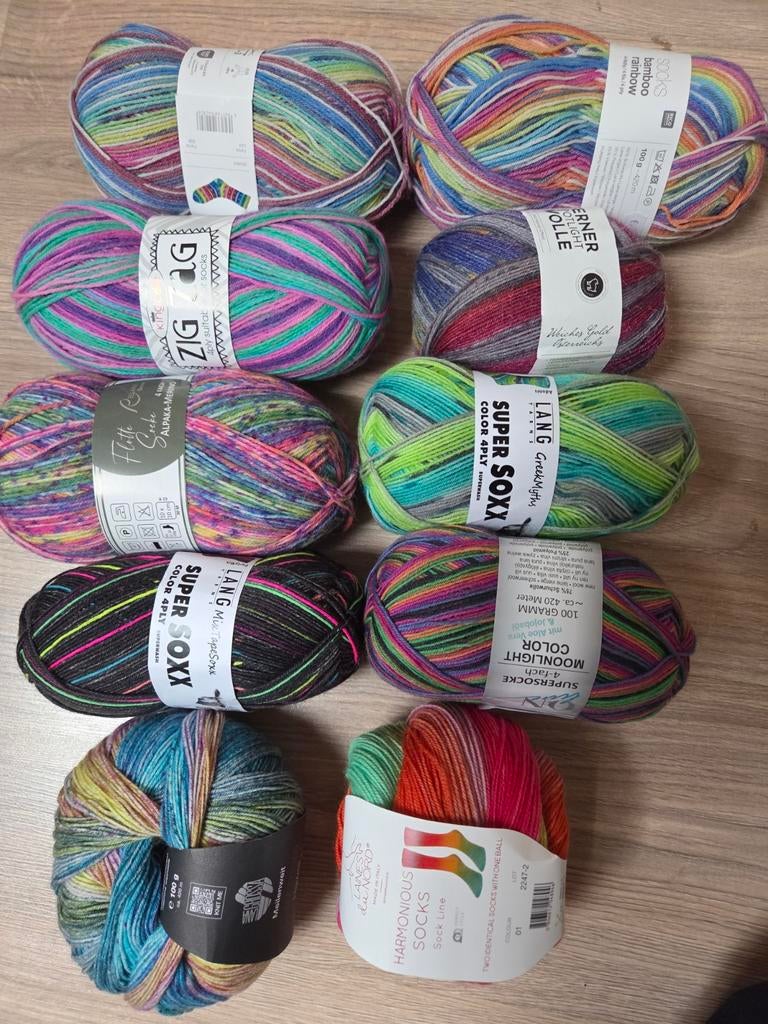 Groot Pakket sokkenwol - diverse merken en kleuren, Ophalen of Verzenden, Nieuw, Breien of Haken, Wol of Garen