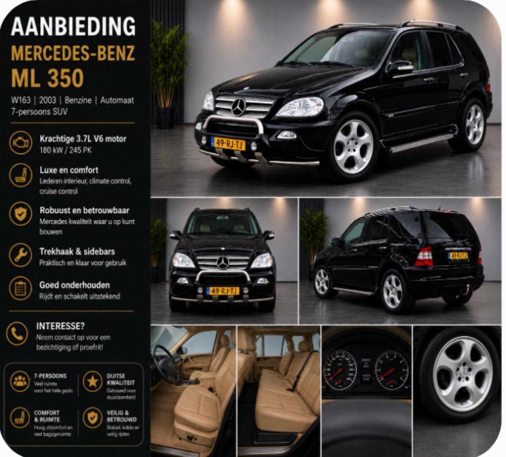 Mercedes-Benz ML350 Special Edition Brabus leer V6 4Matic, Automaat, Beige, Zwart, Leder