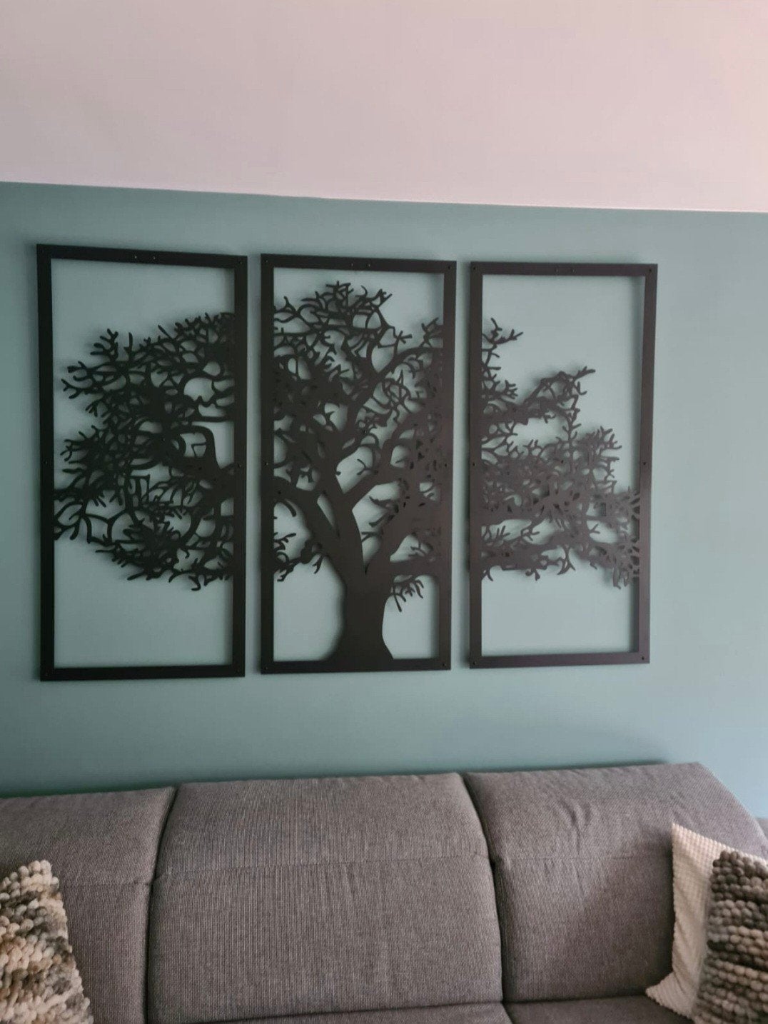 Zwart metalen Tree of Life wanddecoratie - 3 panelen, Ophalen, Zo goed als nieuw