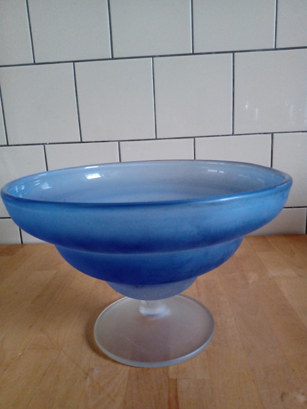 Glazen blauwe schaal, Ophalen of Verzenden