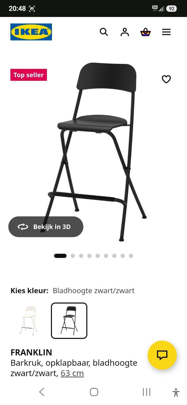 Ikea bartafel incl krukjes, Ophalen, Met voetsteun, 60 tot 90 cm, Hout