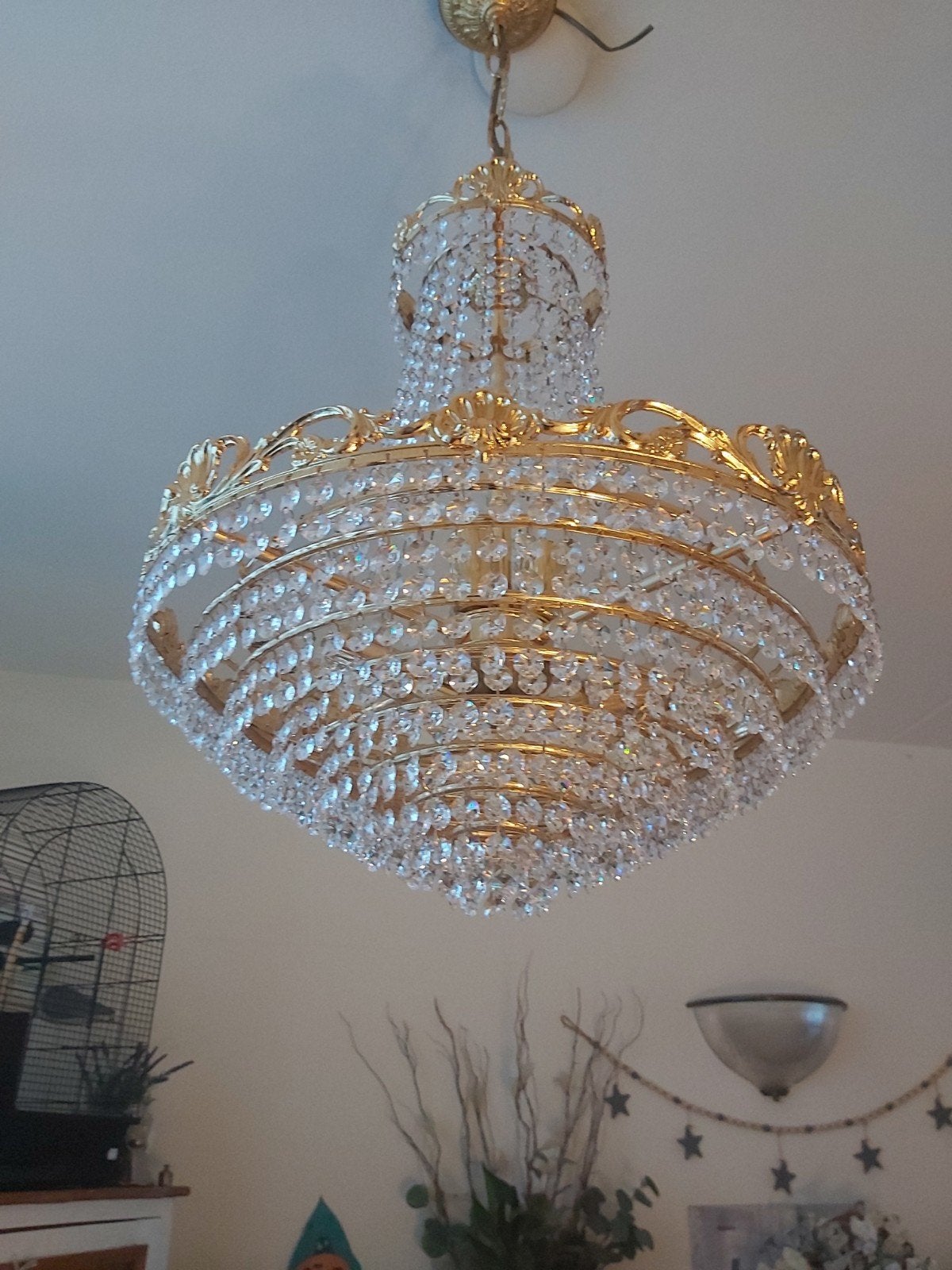 Swarovski kristallen kroonluchter in zeer goede staat, Huis en Inrichting, Lampen | Kroonluchters, Ophalen of Verzenden, Zo goed als nieuw