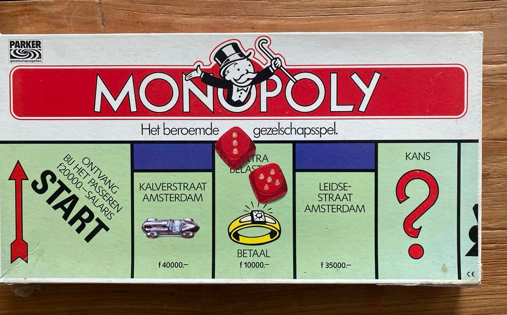 Monopoly Bordspel - Klassieke Editie retro versie(guldens), Drie of vier spelers, Ophalen of Verzenden, Gebruikt