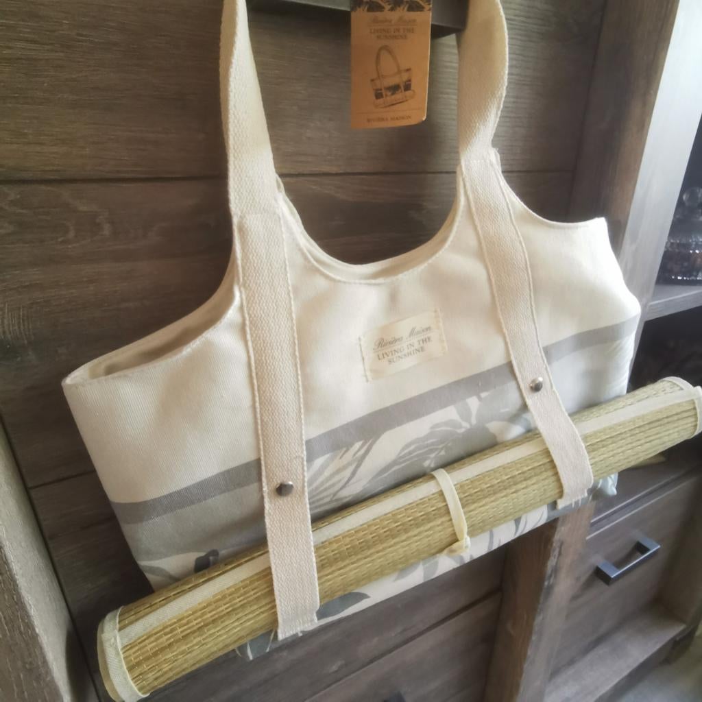 Riviera Maison strandtas met oprolbaar strandmatje - Nieuw, Ophalen of Verzenden, Nieuw, Beige