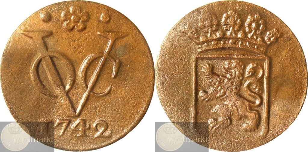 V.O.C. - Holland - Duit 1742 'Dordrecht', Ophalen of Verzenden, Vóór koninkrijk, Overige waardes, Losse munt