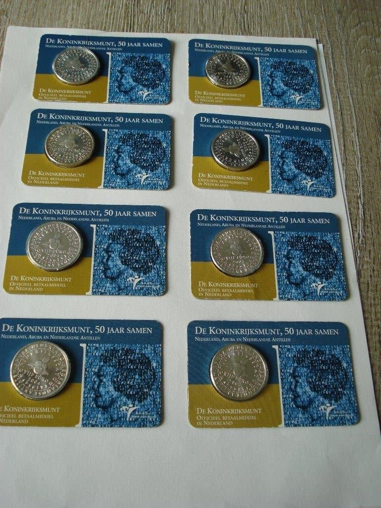 8 X KONINGKRIJKMUNT IN COINCARD, Postzegels en Munten, Munten | Nederland, Setje, Koningin Beatrix, Zilver, Euro's