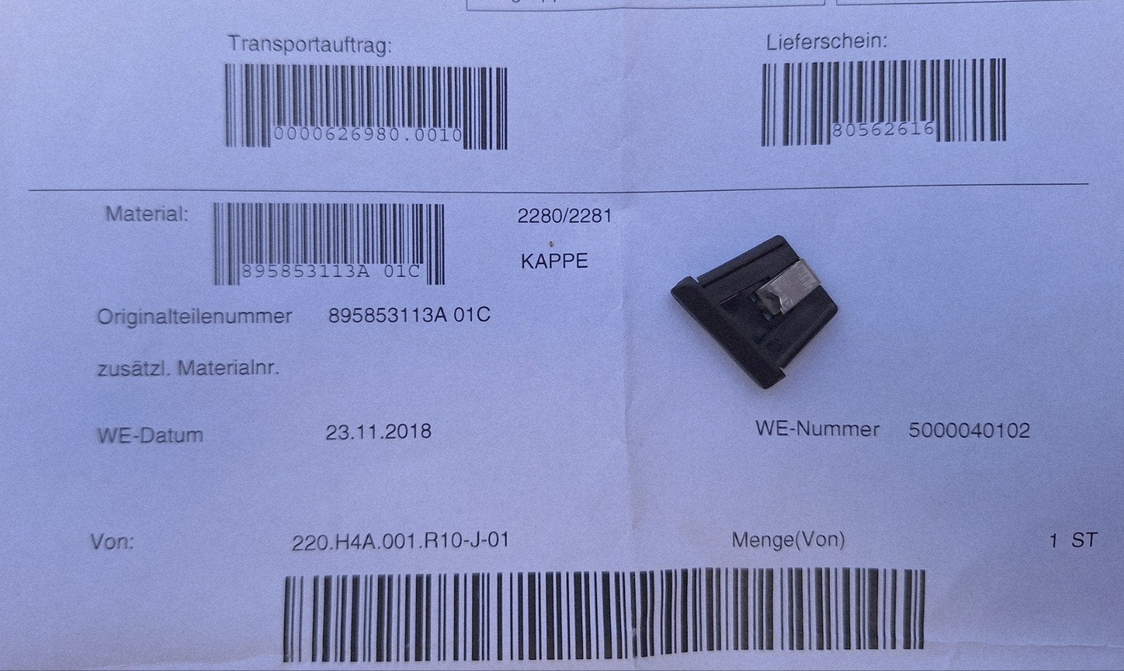 Afdekkapje sierlijst Audi 80 voorkant linksonder, Ophalen of Verzenden, Nieuw, Audi