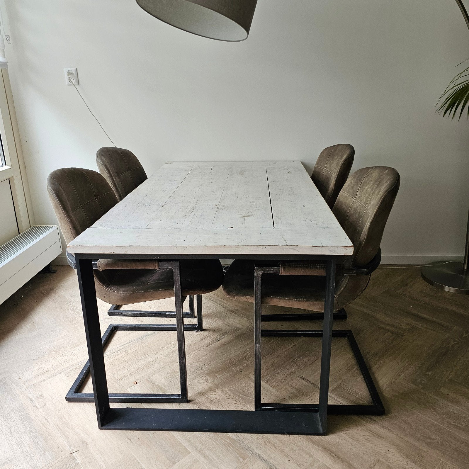 Complete eettafelset met 4 stoelen, Huis en Inrichting, Tafels | Eettafels, Gebruikt, 50 tot 100 cm, 150 tot 200 cm, Vier personen