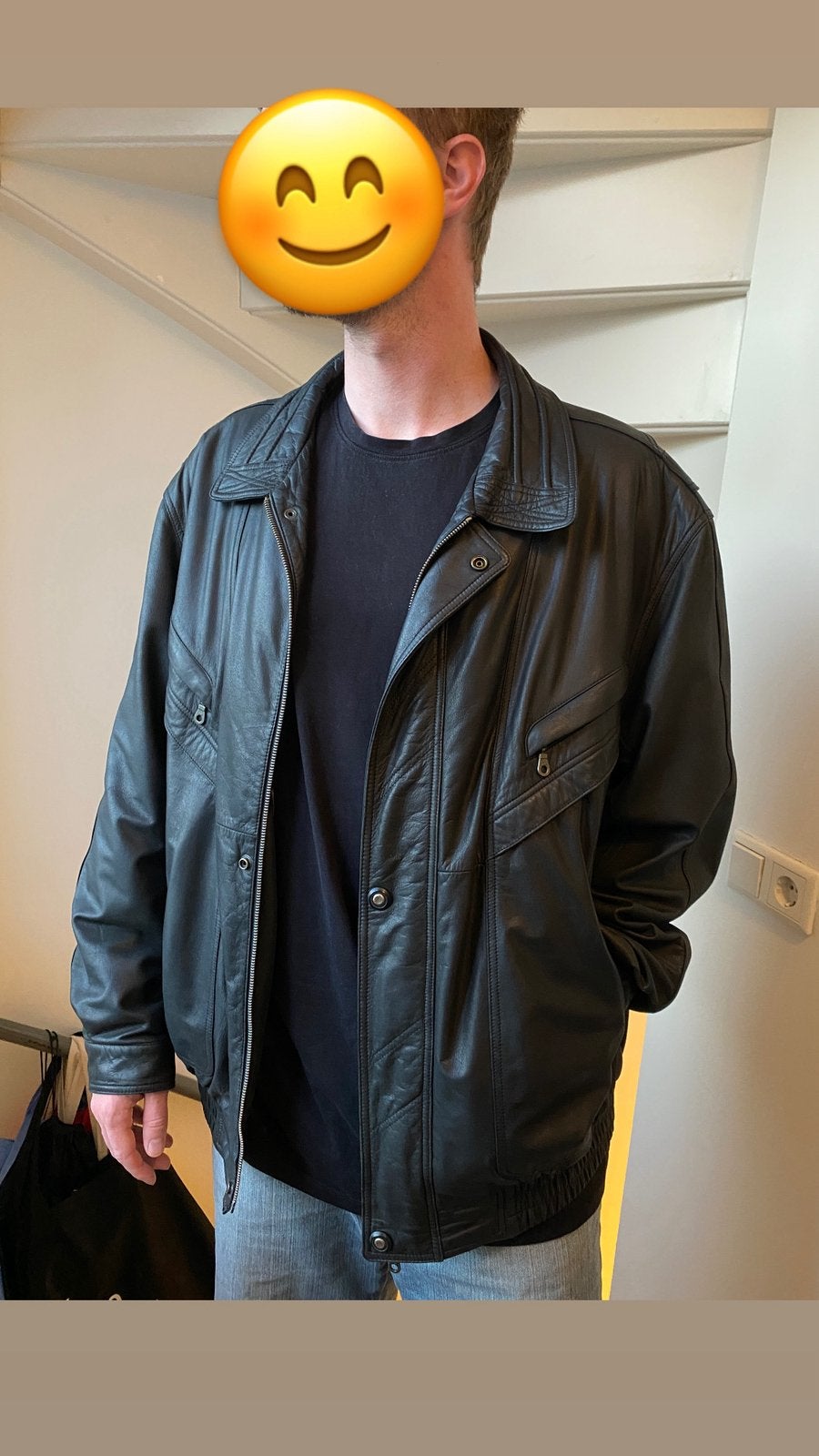 C&A leather jacket, Ophalen of Verzenden, Zo goed als nieuw, Overige maten, Zwart