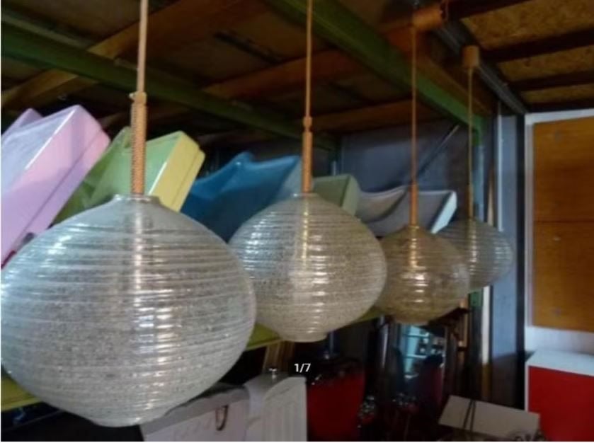 vintage old stock design hanglamp Doria  60er stukprijs, Ophalen, Zo goed als nieuw, Glas, Mid-century