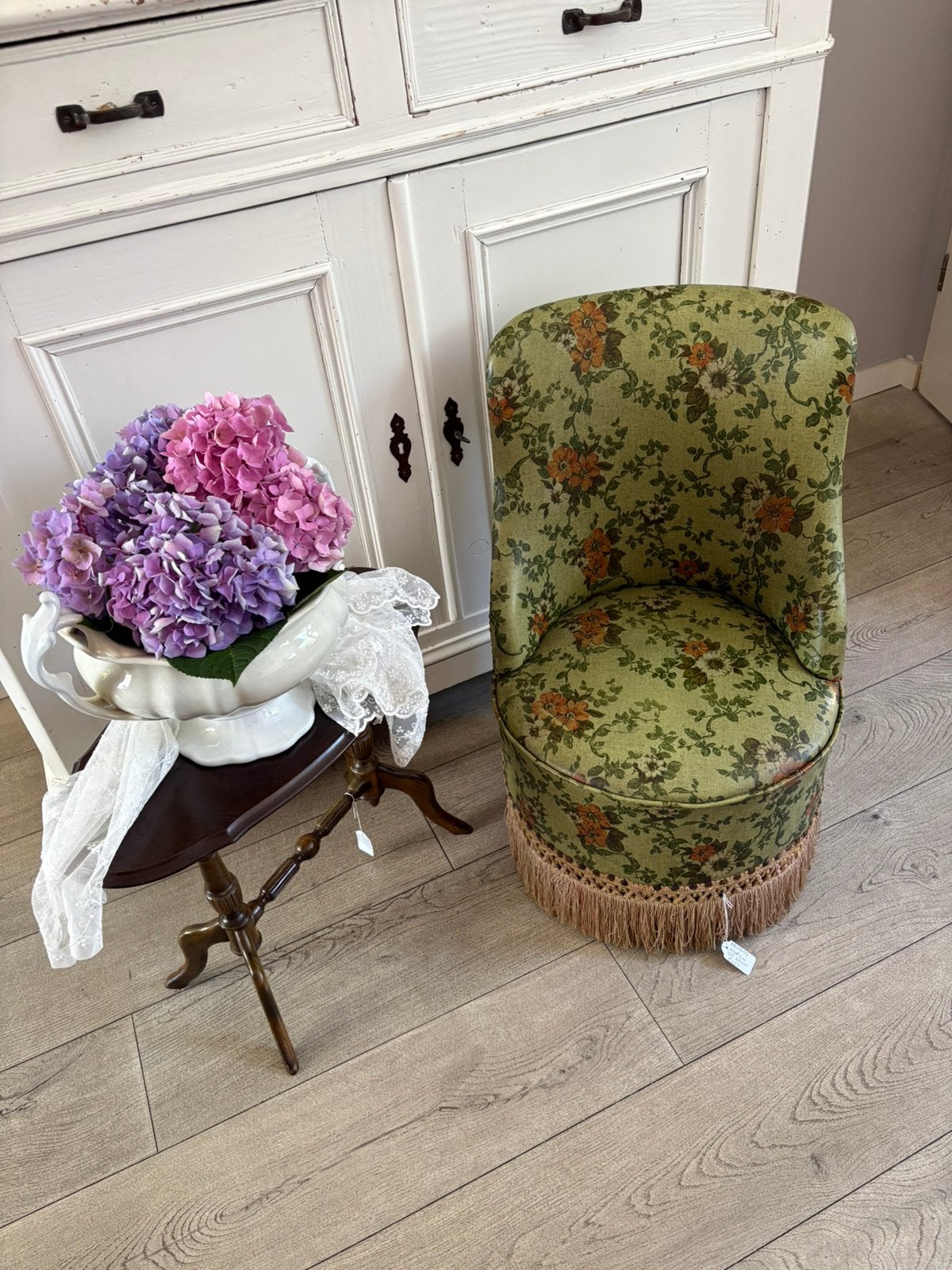 Retro bloemen stoeltje, Antiek en Kunst, Ophalen