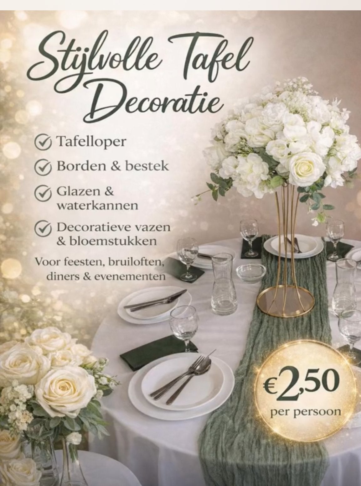 Tafel decoratie te HUUR, Ophalen, Zo goed als nieuw, Overige