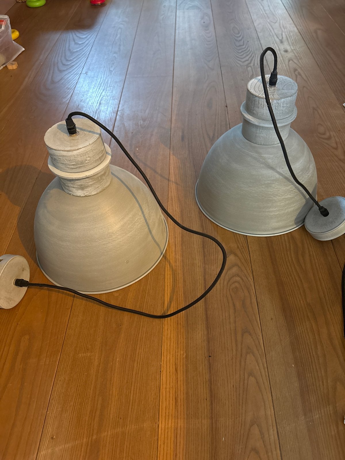 Set van 2 Qazqa Dory hanglampen - grijs, Huis en Inrichting, Ophalen, Gebruikt, Metaal, E27 (groot)