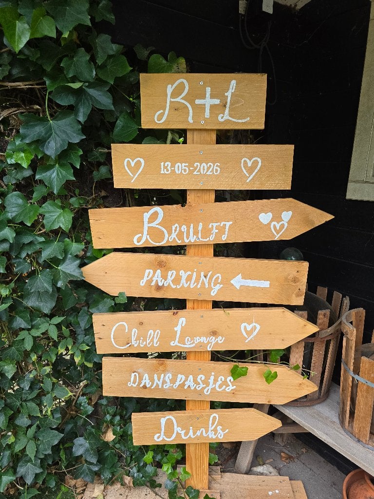 Bewegwijzering borden bruiloft, Ophalen, Zo goed als nieuw, Versiering, Geboorte of Huwelijk