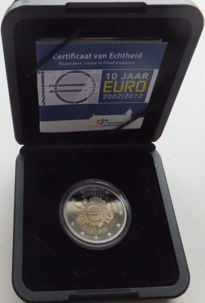 Nederland 2 euro 10 Jaar euro 2012 PROOF in cassette, Postzegels en Munten, Munten | Nederland, Ophalen of Verzenden, Koningin Beatrix