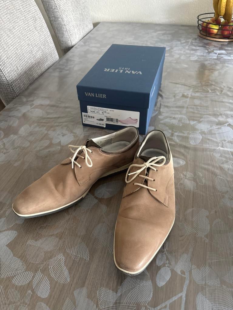 Van Lier Taupe Schoenen Maat 43 - Stijlvol en Comfortabel, Overige kleuren, Ophalen of Verzenden, Zo goed als nieuw, Veterschoenen