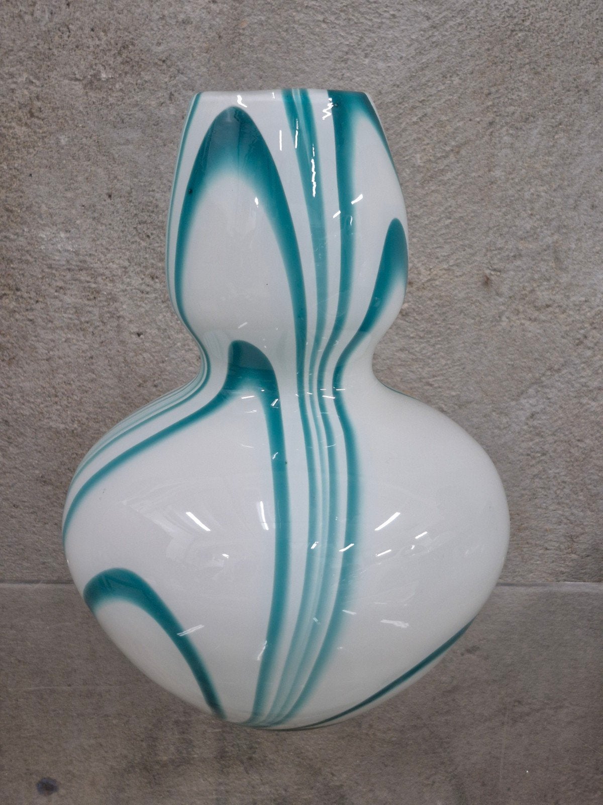 Carlo Moretti - Murano blauw witte vaas, 26 cm, Wit, Ophalen of Verzenden, Glas