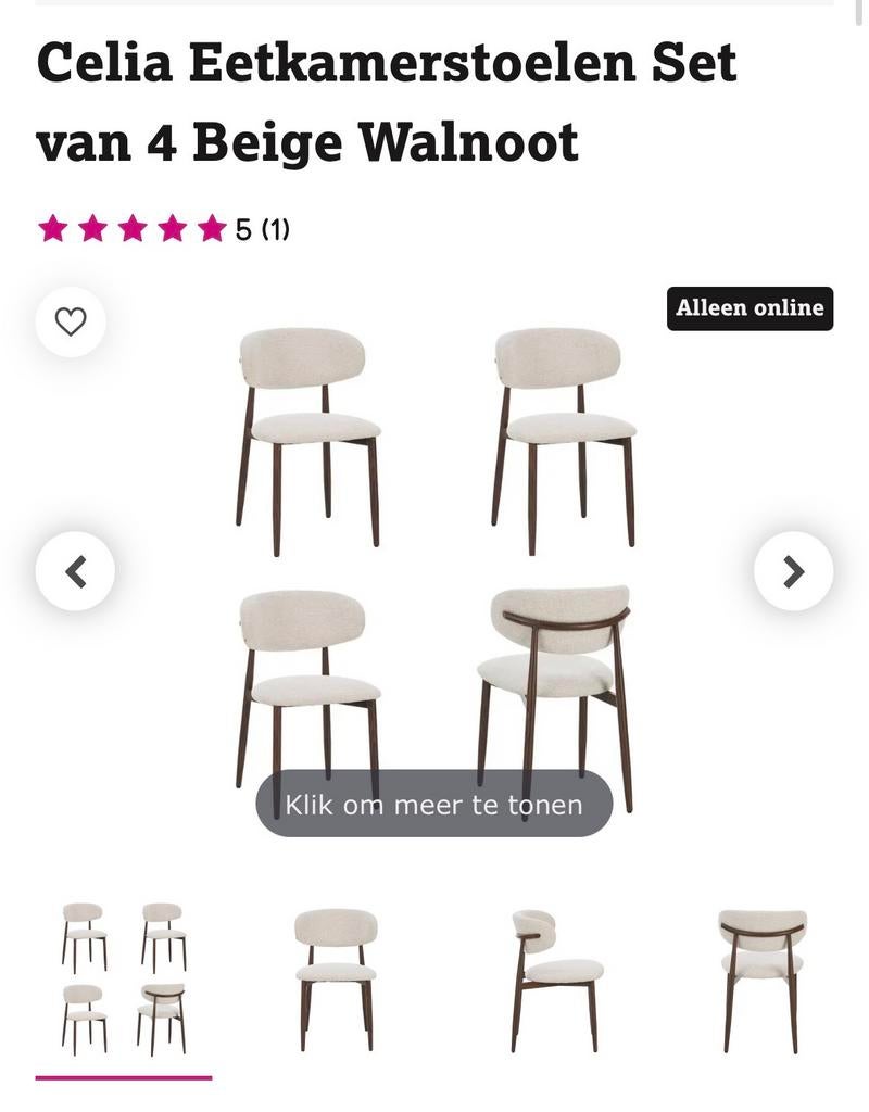 4x Nieuwe Celia Eetkamerstoelen Leenbakker - Uitverkocht!, Huis en Inrichting, Stoelen, Overige kleuren, Nieuw, Ophalen of Verzenden