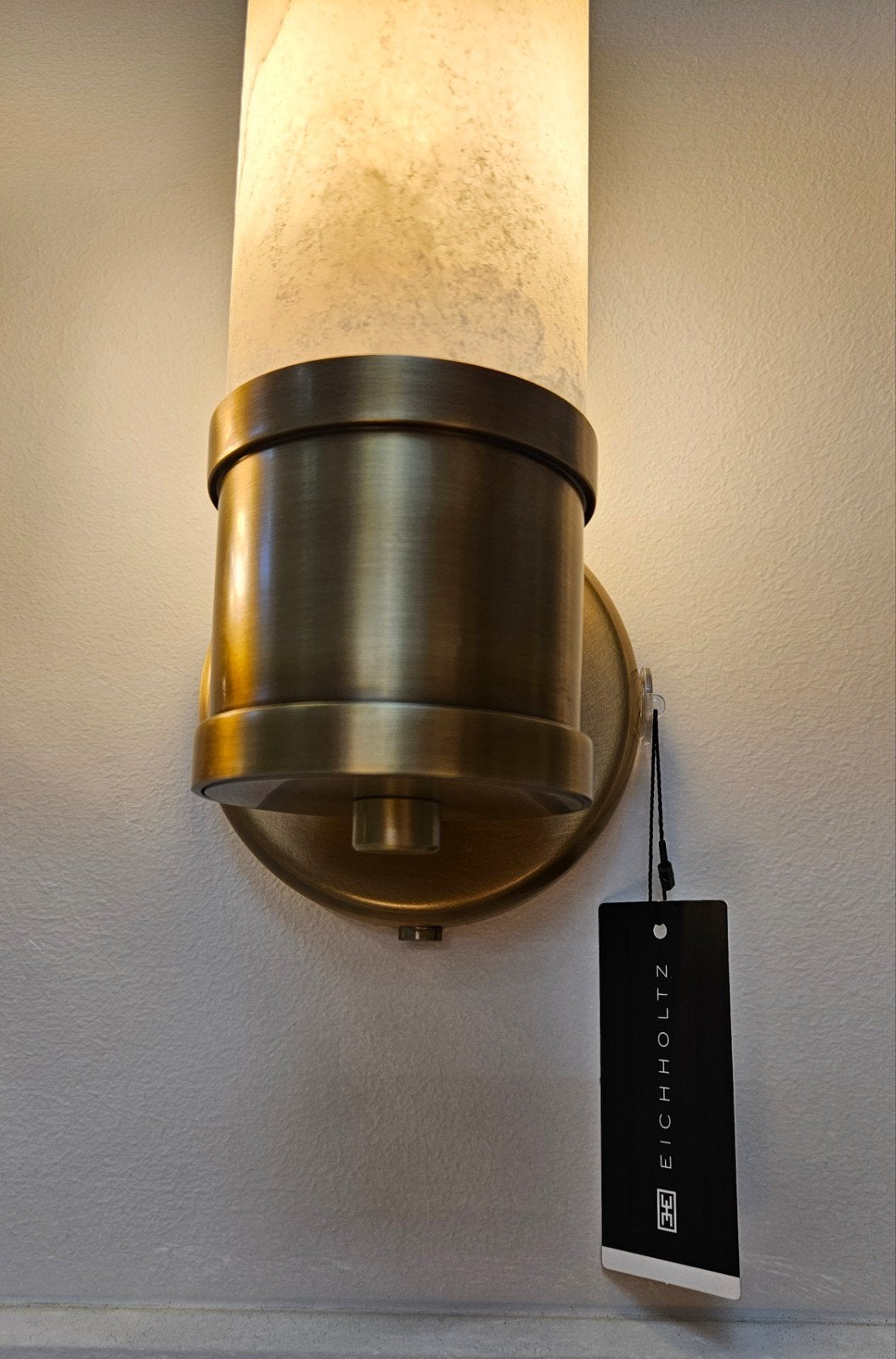 EICHHOLTZ NIEUW Claridges Wandlamp Antiek Messing Albast 29,, Natuurlijk materiaal, Meerkleurig, E14 (klein), Nieuw